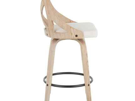 Charlotte - Farmhouse Fixed Height Counter Stool With Swivel (Set of 2) - White Washed / Cream