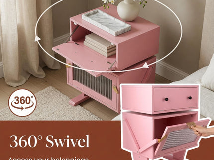 Robot LED Nightstand With 360° Rotating Drawer