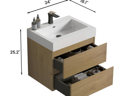 Alice - Bathroom Vanity With Sink, Large Storage Wall Mounted Floating Bathroom Vanity For Modern Bathroom