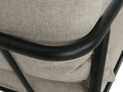 Leora - Modern Minimalist Round Tube Sofa Chair With Cushions - Beige / Black