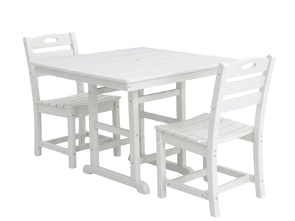 Outdoor Patio Dining Set, Square Table With Umbrella Hole And Armless Chairs