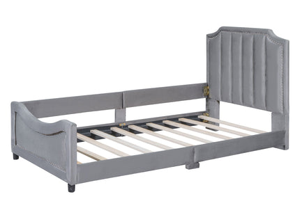 Upholstered Daybed With Classic Stripe Shaped Headboard