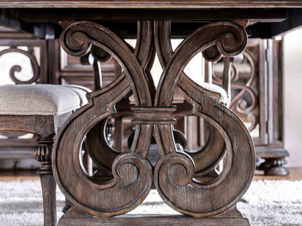 Dining Table With Expandable Leaf And Trestle Base Dining Room - Natural / Rustic