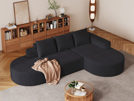 Modern Curved Sofa, L-Shaped Modular Sectional Set With 3 Pillows