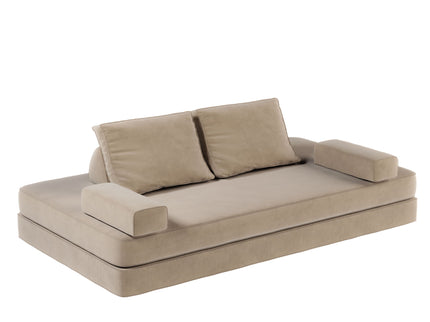 Multifunctional Convertible Sofa Bed With 2 Tumbler Backrests And 2 Pillows, Deep Seat Couch