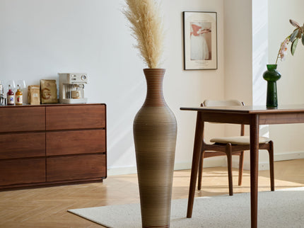 Tall Vase - Brown Decorative Floor Vase, Classic Neat Floor Vase Tall Freestanding Flower Holder, Artificial Rattan Vase, Floor Vase, Flower Holder For Home Decor - Gray