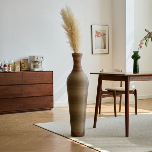 Tall Vase - Brown Decorative Floor Vase, Classic Neat Floor Vase Tall Freestanding Flower Holder, Artificial Rattan Vase, Floor Vase, Flower Holder For Home Decor - Gray