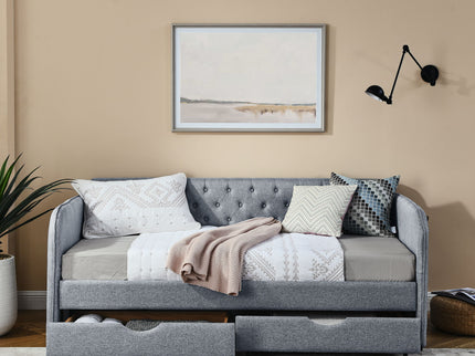 Daybed With Trundle And Storage Drawers, Flat Arms With Pocket