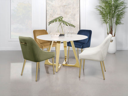 Imani - Round Marble Dining Table - Gold