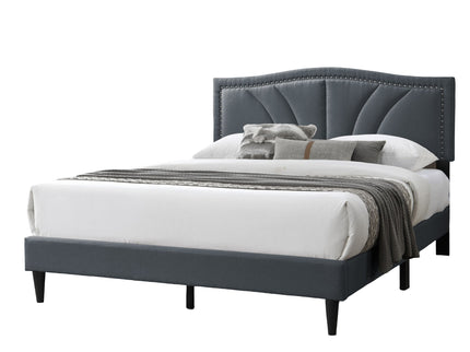 Bed With Nailhead Trim Accents, Upholstered Platform Frame