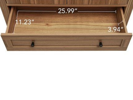 Tall Kitchen Pantry Cabinet With Hollow Carved Doors 2 Drawers And Adjustable Shelves Storage Display Cabinet For Kitchen Dining Room Or Living Room - Walnut
