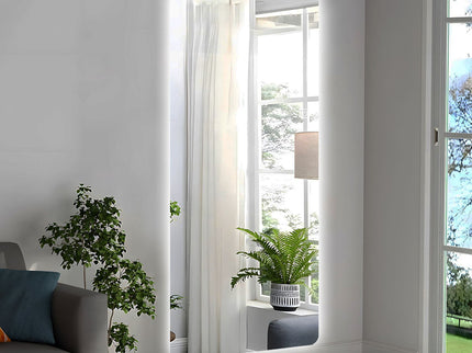Wall Mounted Full Body Mirror With Dimming Lights Glass - Silver