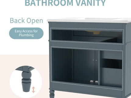 Bathroom Vanity With Sink, Freestanding Cabinet & Drawers
