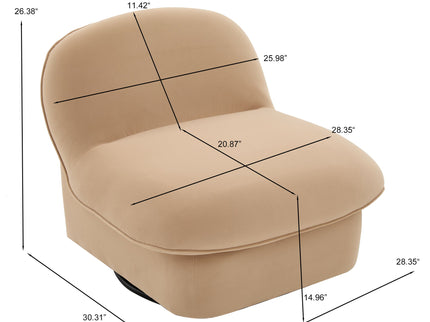 Pumpkin Shaped Swivel Accent Chair, 360 Degree Rotation For Living Room