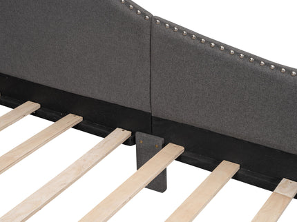 Upholstered Daybed With Headboard And Armrest, Support Legs