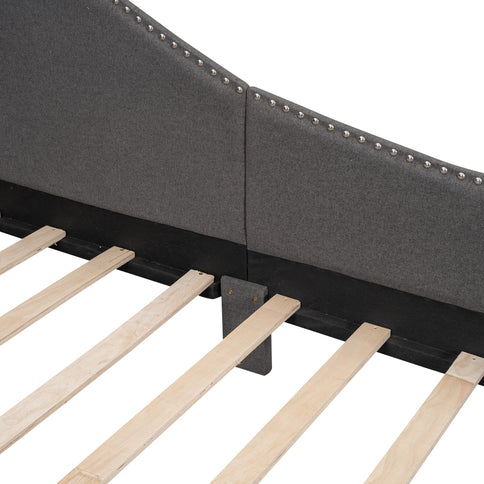 Upholstered Daybed With Headboard And Armrest, Support Legs