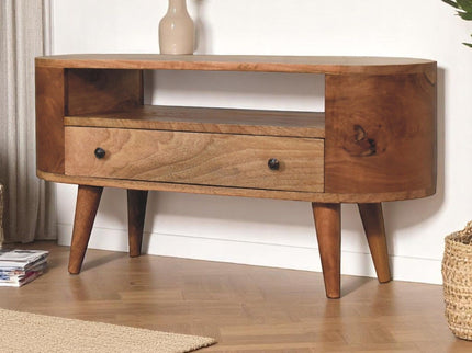 Modern Mini Rounded Entertainment Unit - Oak