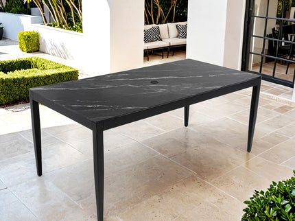 Outdoor Modern Patio Dining Table, Post Tapered Legs, Weatherproof & Rust Free