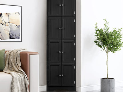 Tall Storage Cabinet With Doors And 4 Shelves For Living Room, Kitchen, Office, Bedroom, Bathroom, Modern