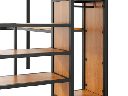 Loft Bed With Desk, Storage Staircase, Small Wardrobe And LED Light