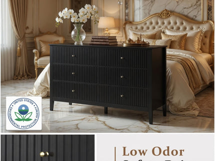 Modern 6 Drawer Fluted Dresser