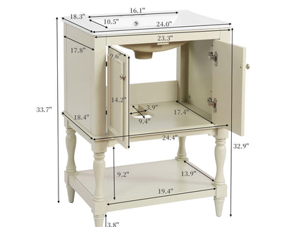 Modern Bathroom Vanity With Sink, Rectangular Cabinet With Open Shelf And Closed Storage