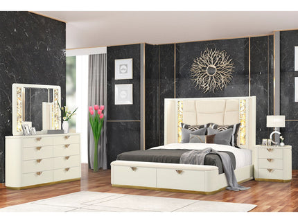 La Pierre - Modern Bedroom Set With Upholstered LED Bed