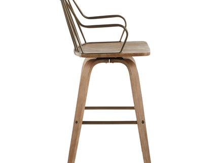 Preston - Farmhouse Counter Stool - White Washed / Antique Copper