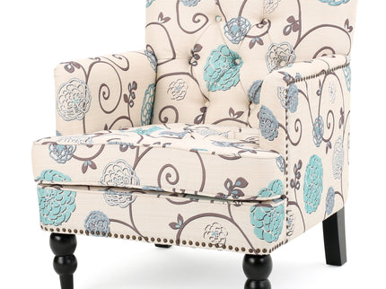 Vitality - Club Chair With Button Tufted Diamond Stitching And Turned Legs