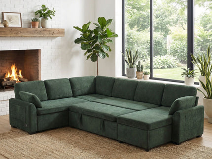 Convertible U-Shaped Sectional Sofa Bed With Reversible Chaise