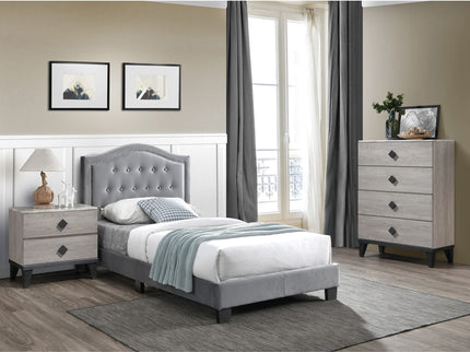 European Style Bed, Button Tufted Headboard