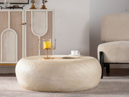 Round Coffee Table With Smooth Texture For Living Room - Light Beige