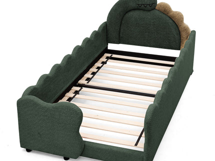 Cute Dinosaur Shaped Bed With Safety Guardrail, Toddler Frame