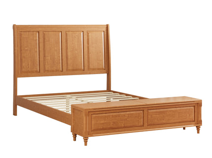Sleigh Bed Frame With Tall Headboard And Storage Bench