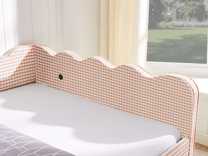 Gingham Daybed & USB Charging Port, Wave Shaped Design