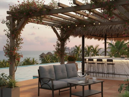 Patio Furniture Set, Coffee Table And Cushions For Backyard