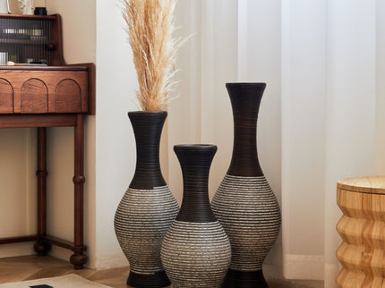 Tall Designer Floor Vase With Elegant 2 Tone