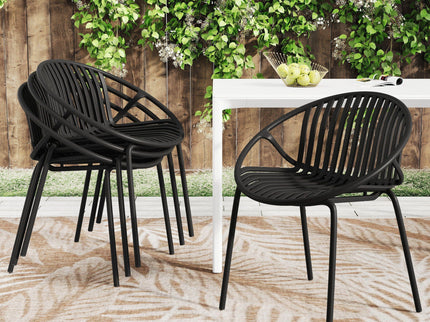 Stackable Outdoor Chairs With Breathable Plastic Backrest (Set of 2)