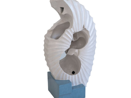 Abstract Water Fountain With Base With Light, For Indoor And Outdoor - White / Blue