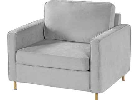 Accent Chair Upholstered Single Sofa With Square Arms, Sewn Pillow Back For Living Room