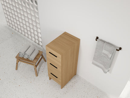 Slim Freestanding Bathroom Storage Cabinet, 3 Drawers - Light Oak