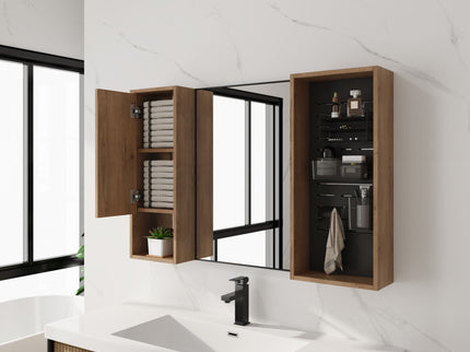 41.3" Wall Mounted Cabinet With Storage, Medicine Cabinet With Door And Adjustable Shelves - Imitative Oak