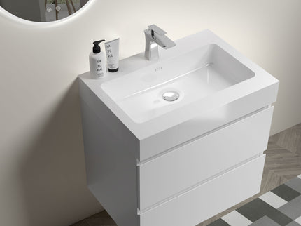 Alice - Bathroom Vanity With Large Storage, Sink Wall Mounted Floating Bathroom Vanity For Modern Bathroom, One-Piece Sink Basin Without Drain And Faucet