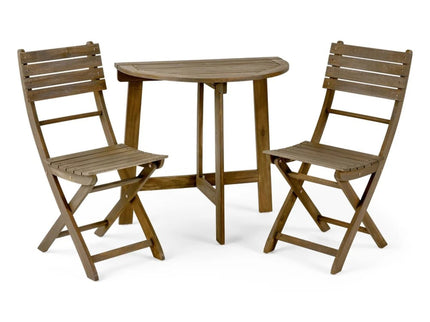 Outdoor 3 Piece Half Round Folding Bistro Set