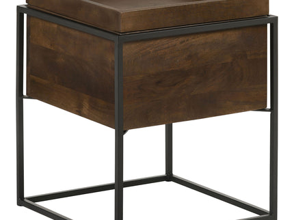 Ondrej - Square Accent Side Table With Removable Tray - Dark Brown