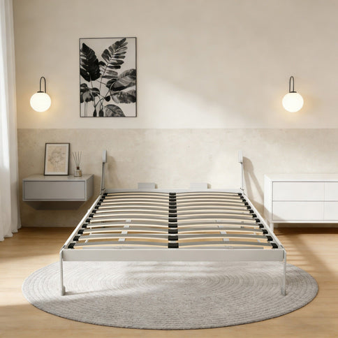Queen Size Cabinet Wall Bed Mechanism With Desk Panel - Gray