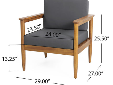 Outdoor Club Chair, Patio Chair With Teak Acacia Wood Frame - Dark Gray