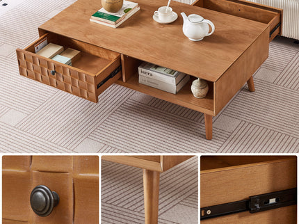 Coffee Table With Hidden Drawer And Open Shelf