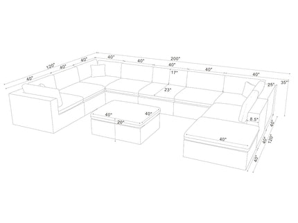 Custom Configuration Modular Sectional With Toss Pillows