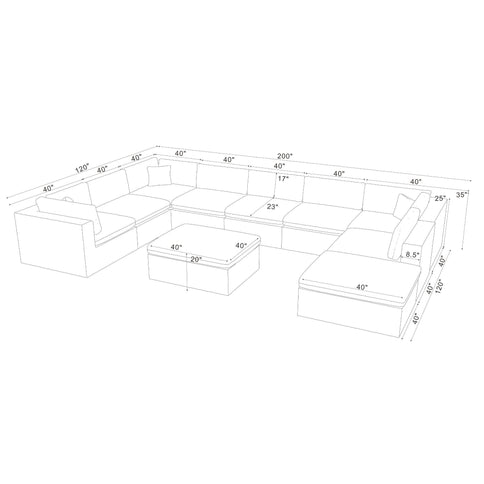 Custom Configuration Modular Sectional With Toss Pillows